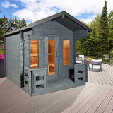 The Georgian 6 Person Outdoor Traditional Sauna Cabin with Porch