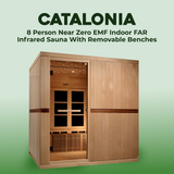 The Catalonia 8 Person Near Zero EMF Indoor FAR Infrared Sauna with Removable Benches