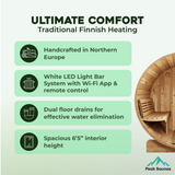 The Ergo E8 6 Person 7' Long Outdoor Traditional Barrel Sauna