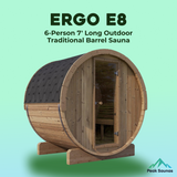 The Ergo E8 6 Person 7' Long Outdoor Traditional Barrel Sauna