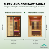 Peak Saunas Everest 2-Person Full Spectrum Infrared Sauna with Built-In XL Medical-Grade Red Light Therapy & Smart WiFi App Control