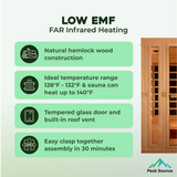 The Paris 3 Person Low EMF Indoor FAR Infrared Sauna