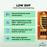 The Venice 2 Person Low EMF Indoor FAR Infrared Sauna