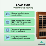 The Barcelona 1-2 Person Low EMF Indoor FAR Infrared Sauna