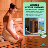 Peak Saunas Rainier 1-Person Indoor Near Zero EMF Full Spectrum Infrared Sauna with XL Medical-Grade Red Light Therapy & Smart WiFi App Control