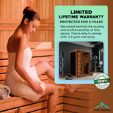 Peak Saunas Fuji 2-Person Indoor Near Zero EMF Full Spectrum Infrared Sauna with XL Medical-Grade Red Light Therapy & Smart WiFi App Control