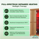 The Radiant 2 Person Indoor Full Spectrum Infrared Sauna with Medical Grade Red Light Therapy
