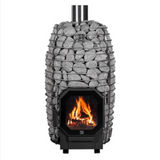 HUUM HIVE FLOW Wood-Burning Sauna Stove w/ Thru Wall Chimney and Stones and Floor Protection