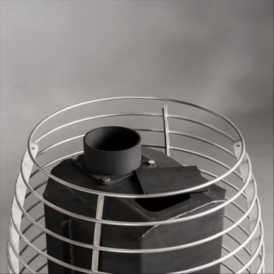 HUUM HIVE FLOW Wood-Burning Sauna Stove w/ Thru Wall Chimney and Stones and Floor Protection