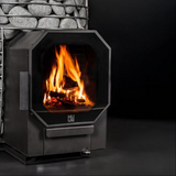 HUUM HIVE FLOW Wood-Burning Sauna Stove w/ Thru Wall Chimney and Stones and Floor Protection