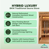 The Toledo 6 Person Luxury Indoor Hybrid Sauna with Retractable Bench