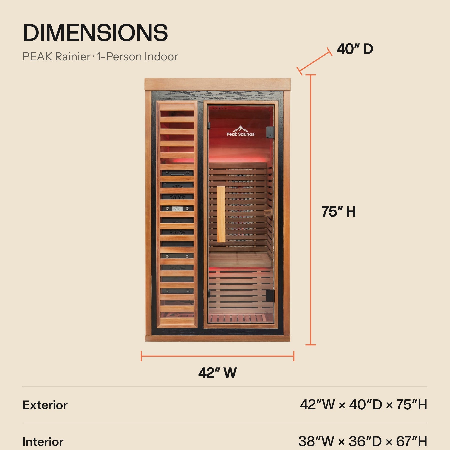 Peak Rainier 1-Person Full Spectrum Infrared Sauna