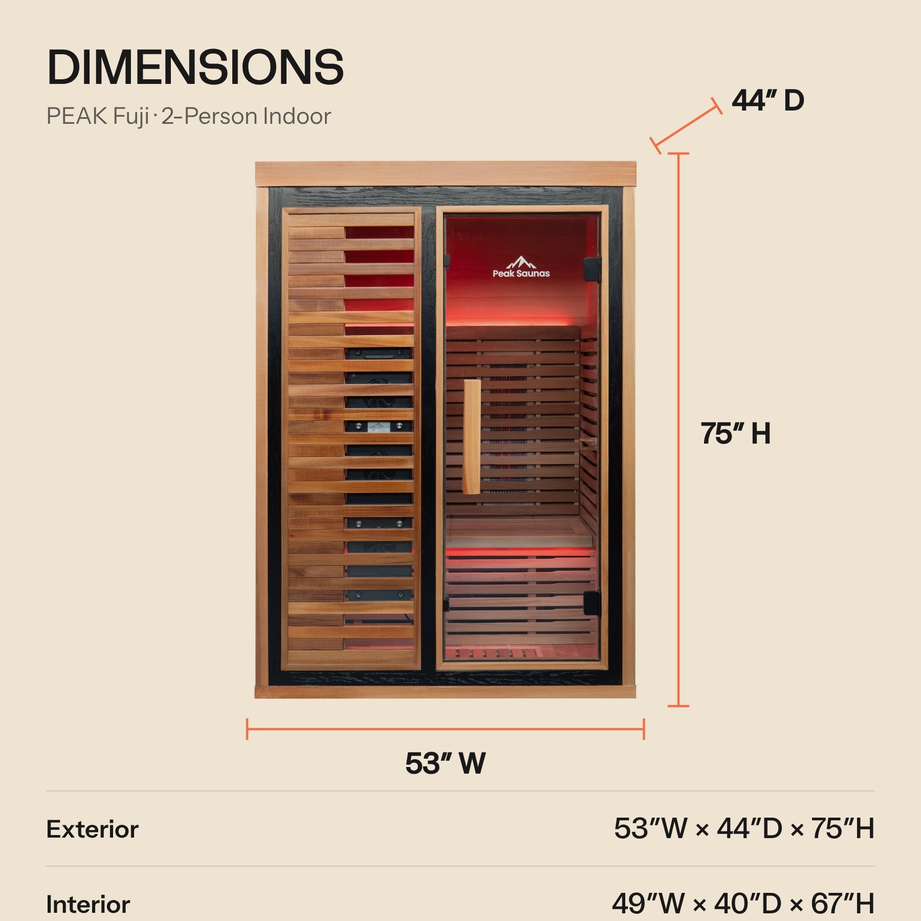 Peak Fuji 2-Person Full Spectrum Infrared Sauna