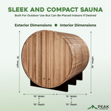 The Arosa 4 Person Outdoor Traditional Barrel Sauna with Heater Included