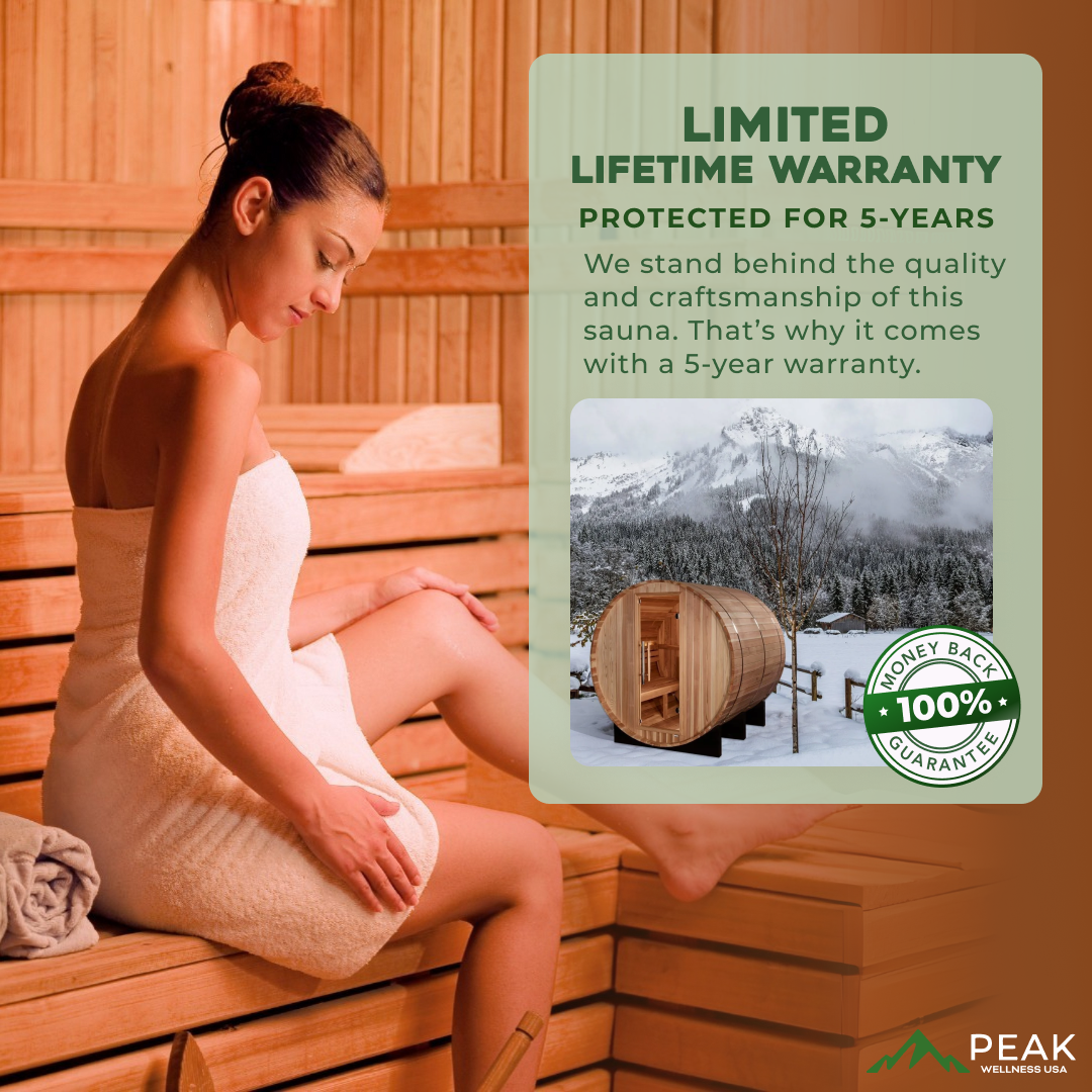 The Arosa 4 Person Outdoor Traditional Barrel Sauna with Heater Included