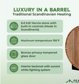 The Arosa 4 Person Outdoor Traditional Barrel Sauna with Heater Included
