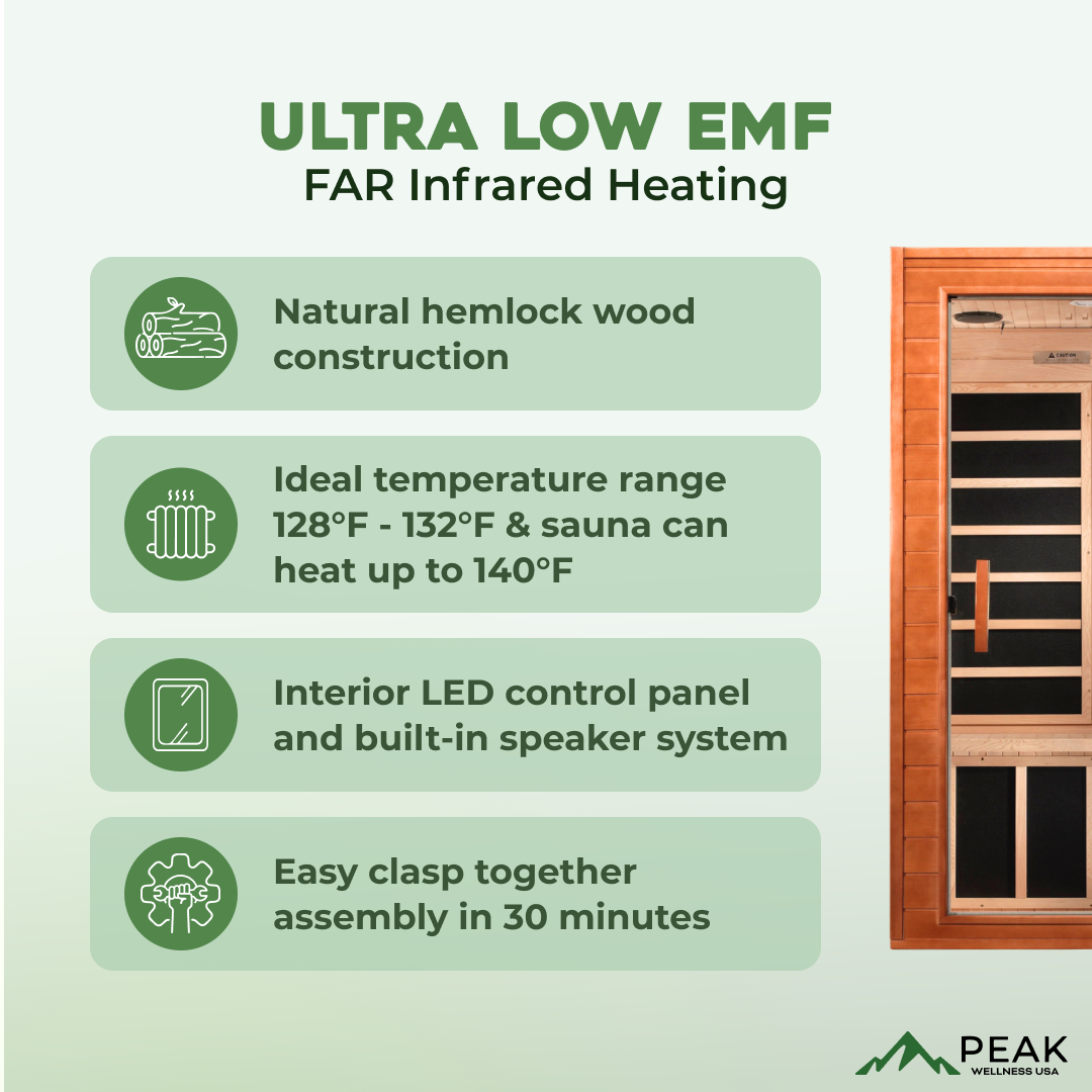 The Avila Elite 1-2 Person Ultra Low EMF Indoor FAR Infrared Sauna