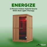 The Energize 2 Person Indoor Hybrid Sauna with Medical-Grade Red Light Therapy