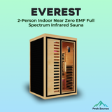 Peak Saunas Everest 2-Person Indoor Near Zero EMF Full Spectrum Infrared Sauna with XL Medical-Grade Red Light Therapy & Smart WiFi App Control