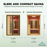 Peak Saunas Everest 2-Person Indoor Near Zero EMF Full Spectrum Infrared Sauna with XL Medical-Grade Red Light Therapy & Smart WiFi App Control