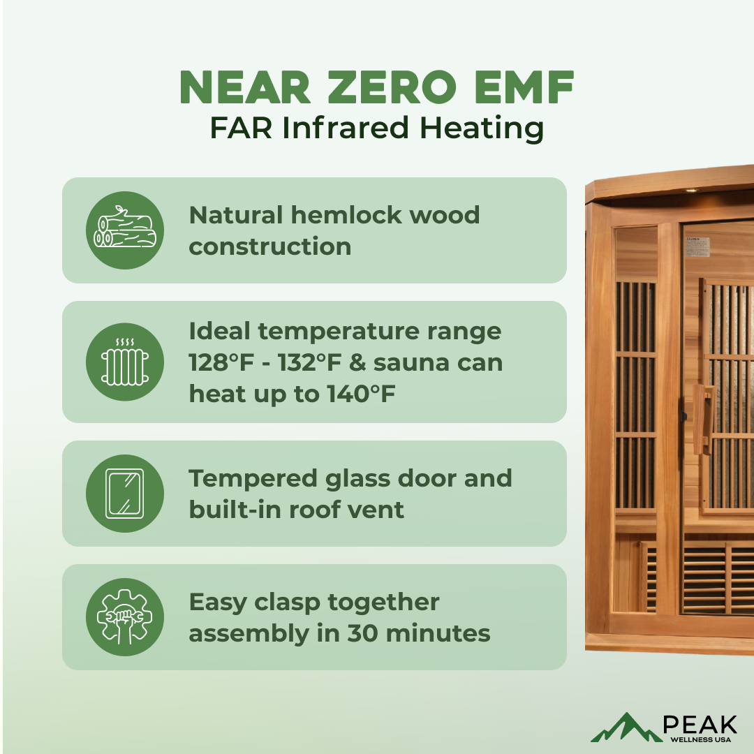 The Exuberance 3 Person Cedar Near Zero EMF Indoor FAR Infrared Corner Sauna