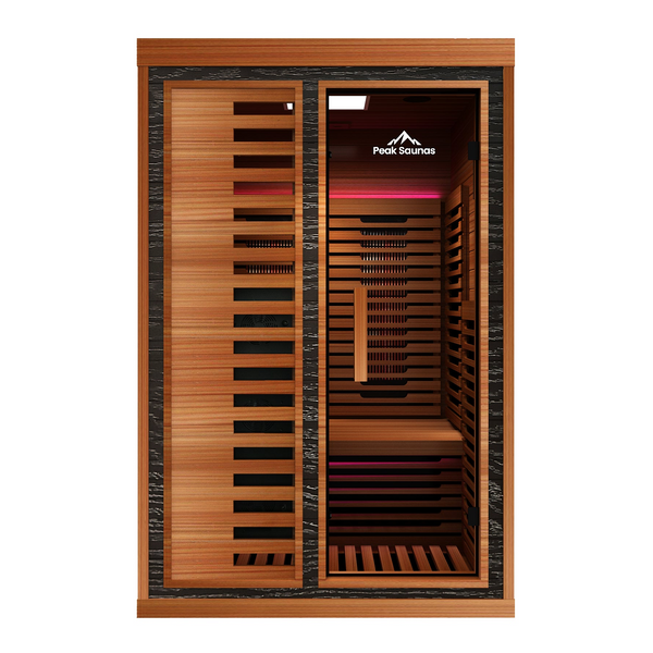 Fuji 2-Person Full Spectrum Infrared Sauna with Full-Body Medical-Grade Red Light Therapy & Smart WiFi App Control