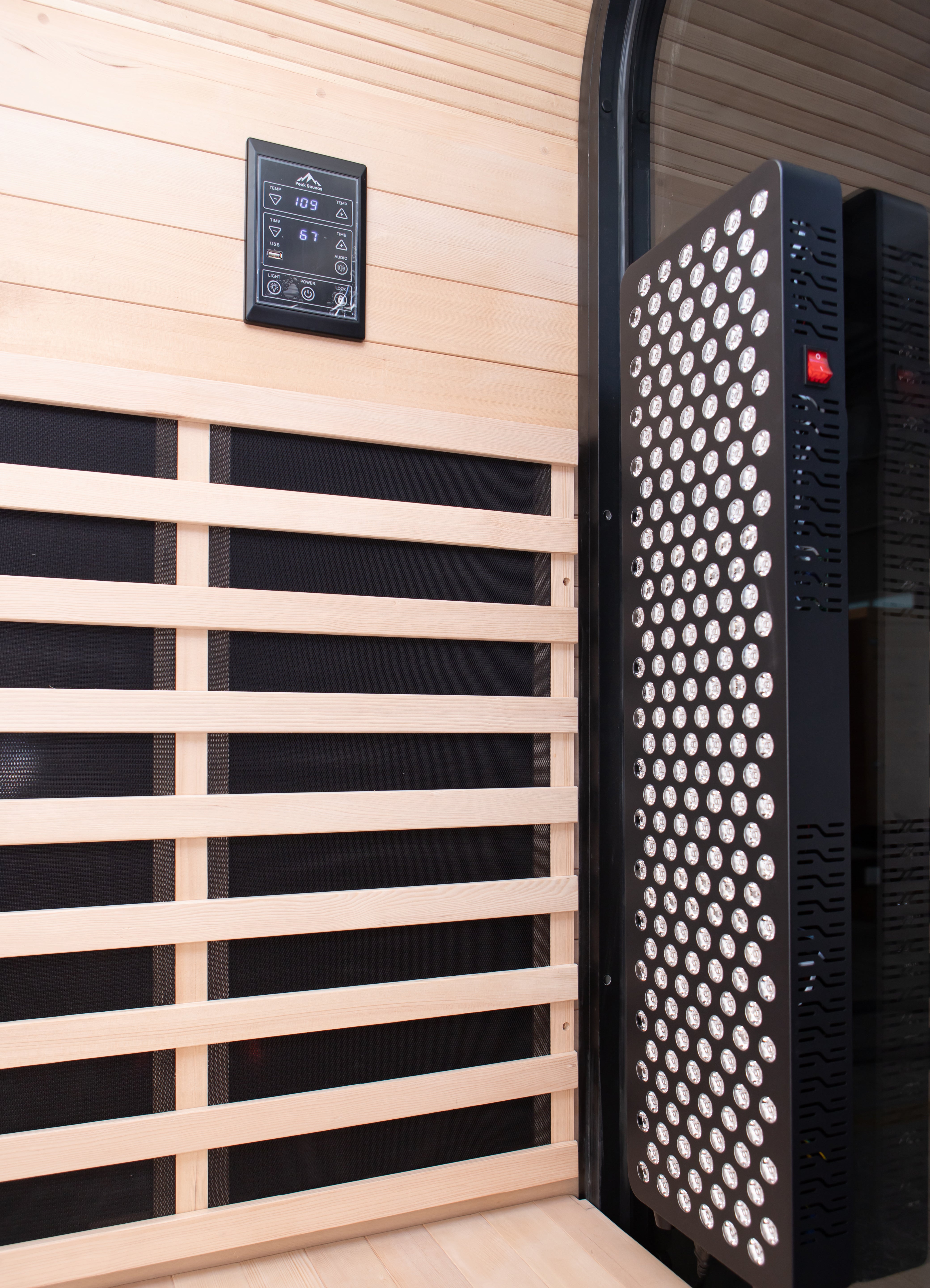 Peak Saunas El Capitan 4-Person Outdoor Full Spectrum Infrared Sauna with Built-In XL Medical-Grade Red Light Therapy and Smart WiFi App Control