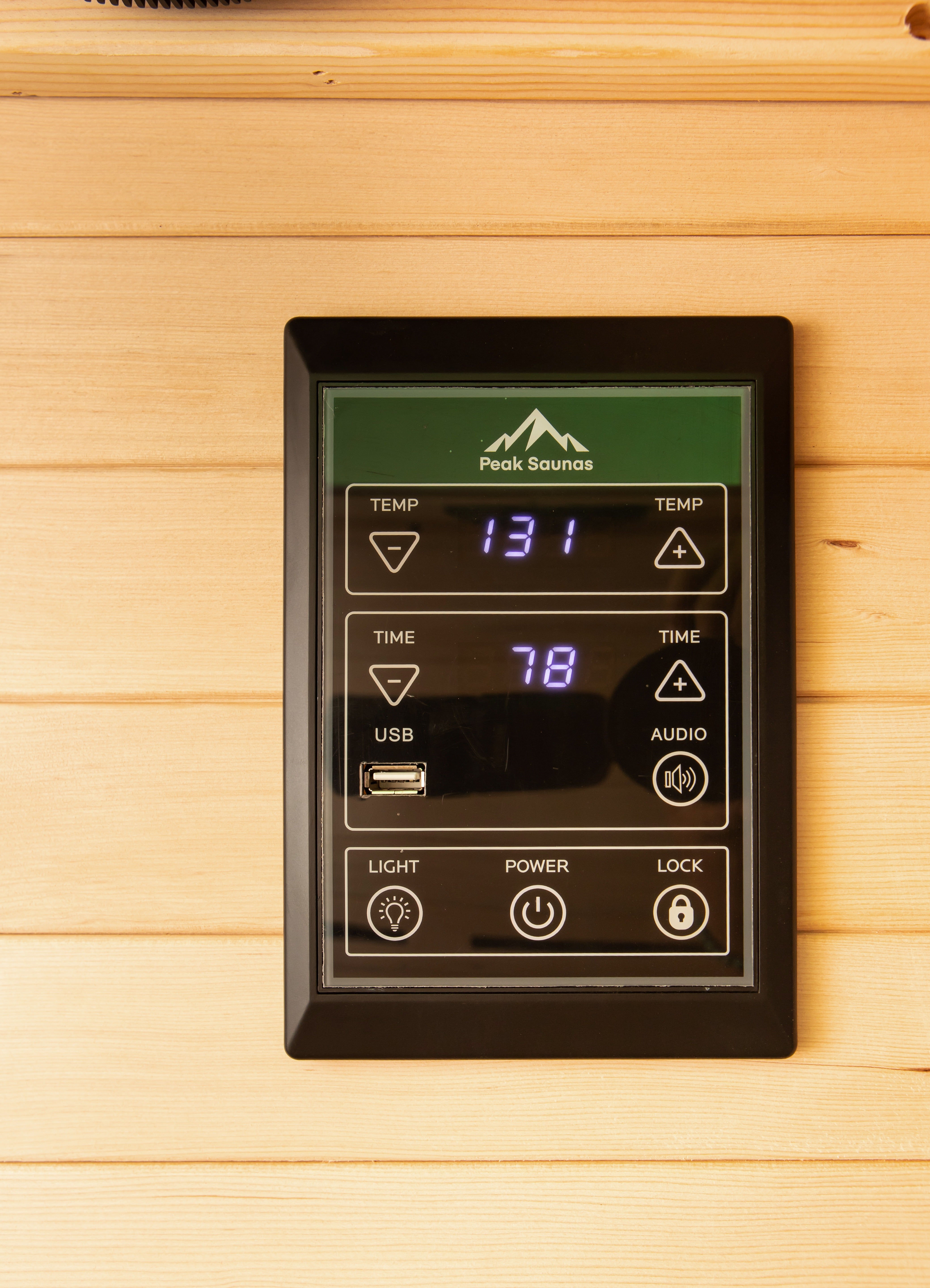 Mini 1-Person Full Spectrum Infrared Sauna — control panel detail