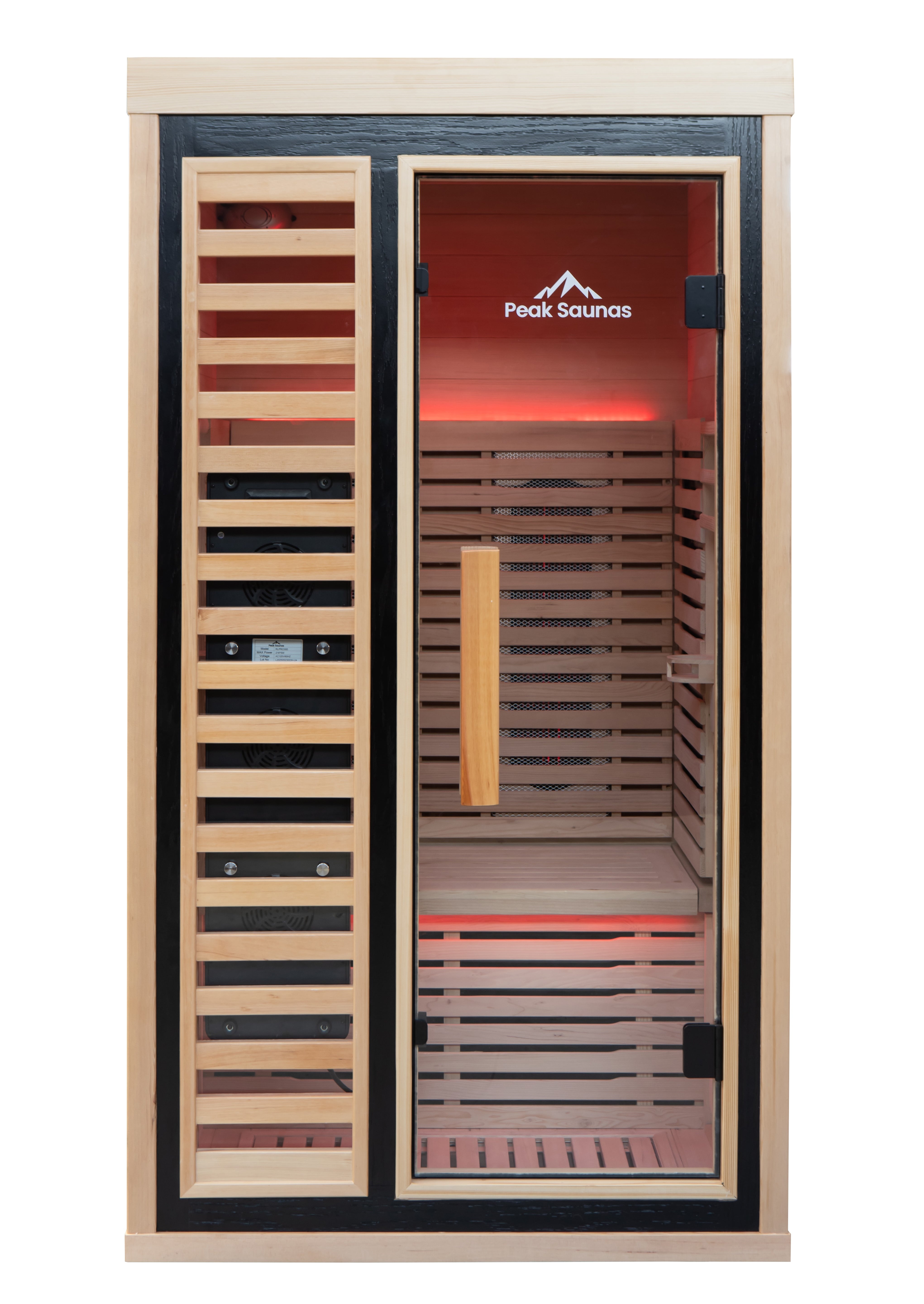 Peak Saunas Shasta 1-Person Full Spectrum Infrared Sauna with XL Medical-Grade Red Light Therapy & Smart WiFi App Control