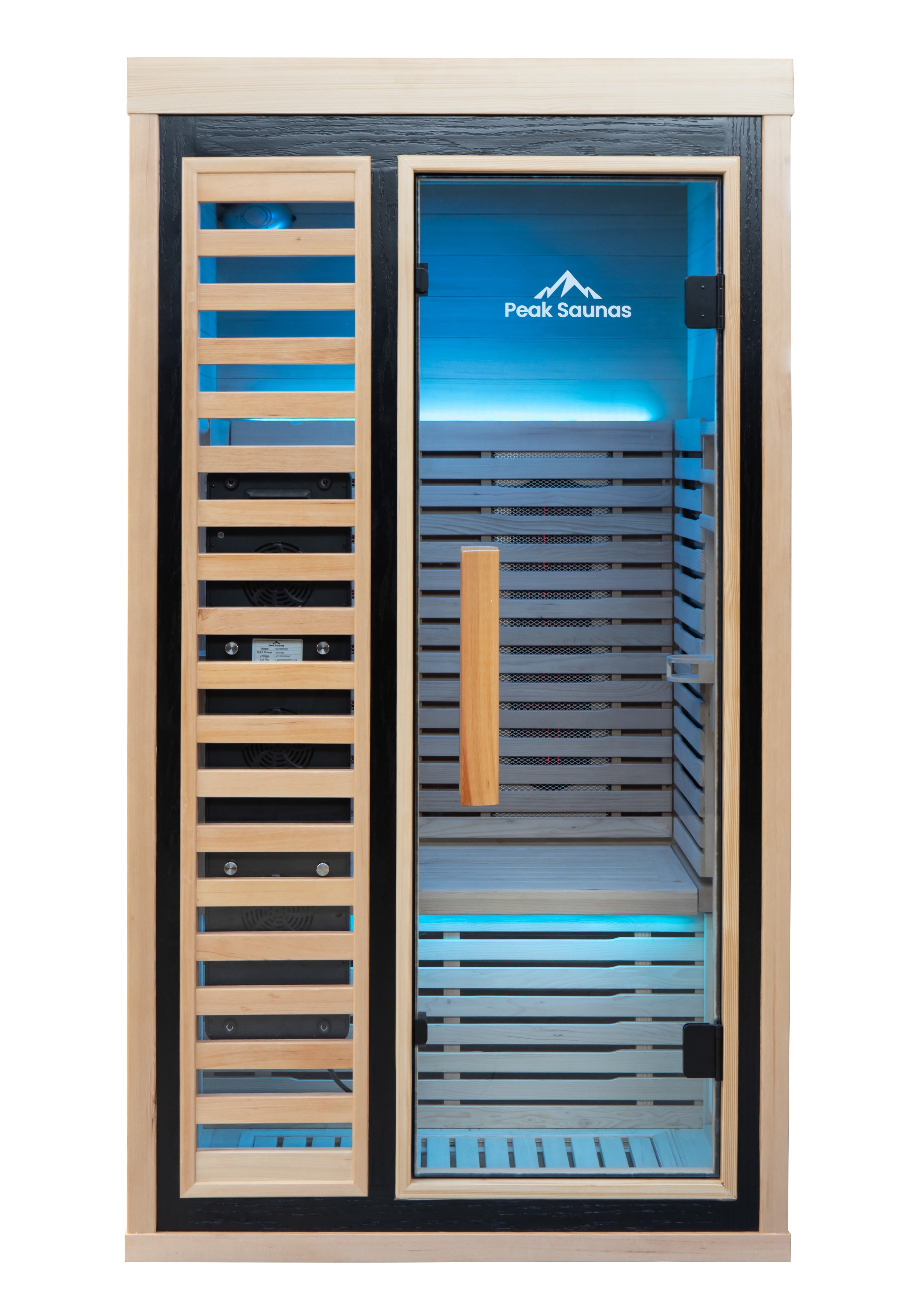 Peak Saunas Shasta 1-Person Full Spectrum Infrared Sauna with XL Medical-Grade Red Light Therapy & Smart WiFi App Control