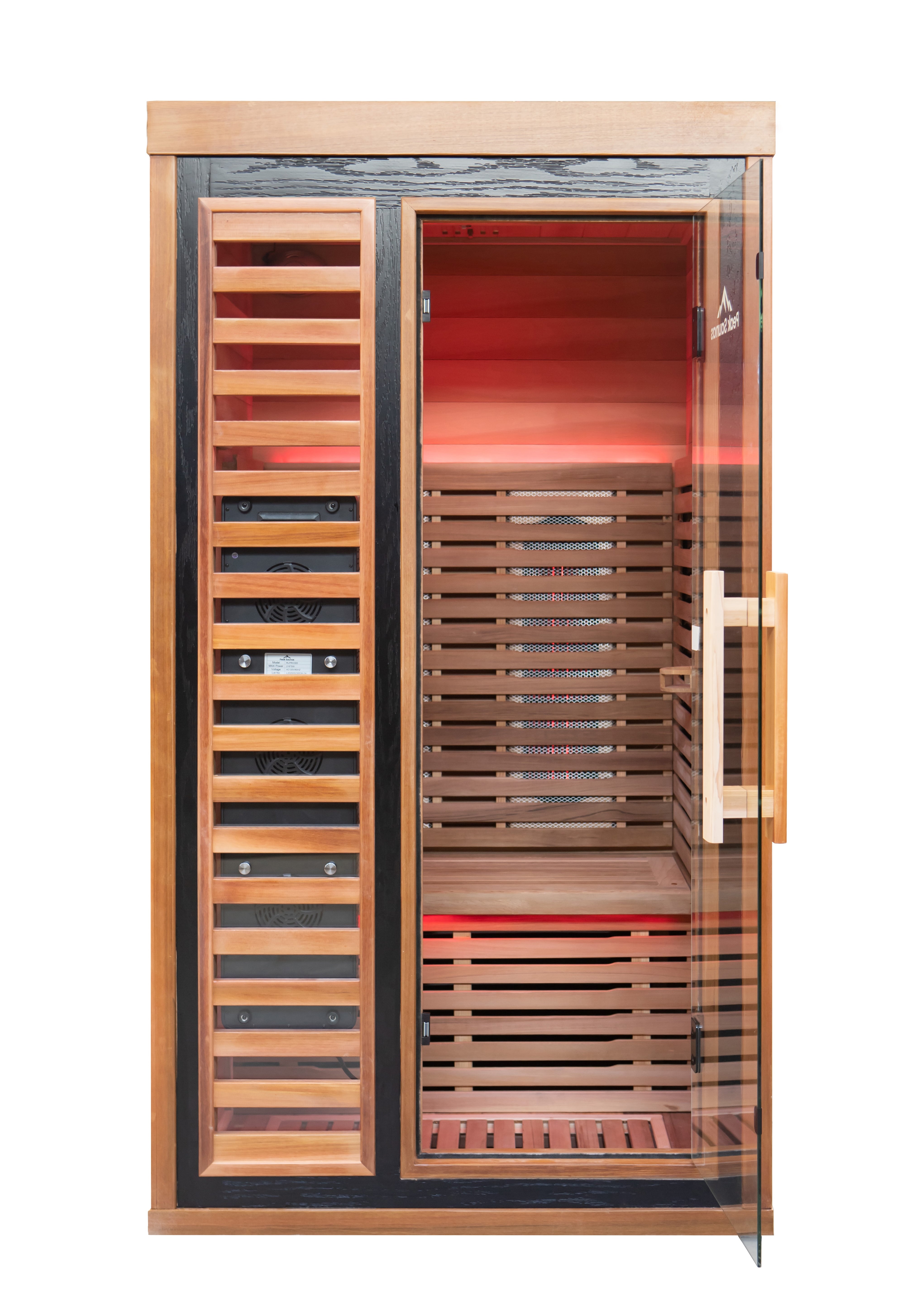 Peak Saunas Rainier 1-Person Full Spectrum Infrared Sauna with XL Medical-Grade Red Light Therapy & Smart WiFi App Control