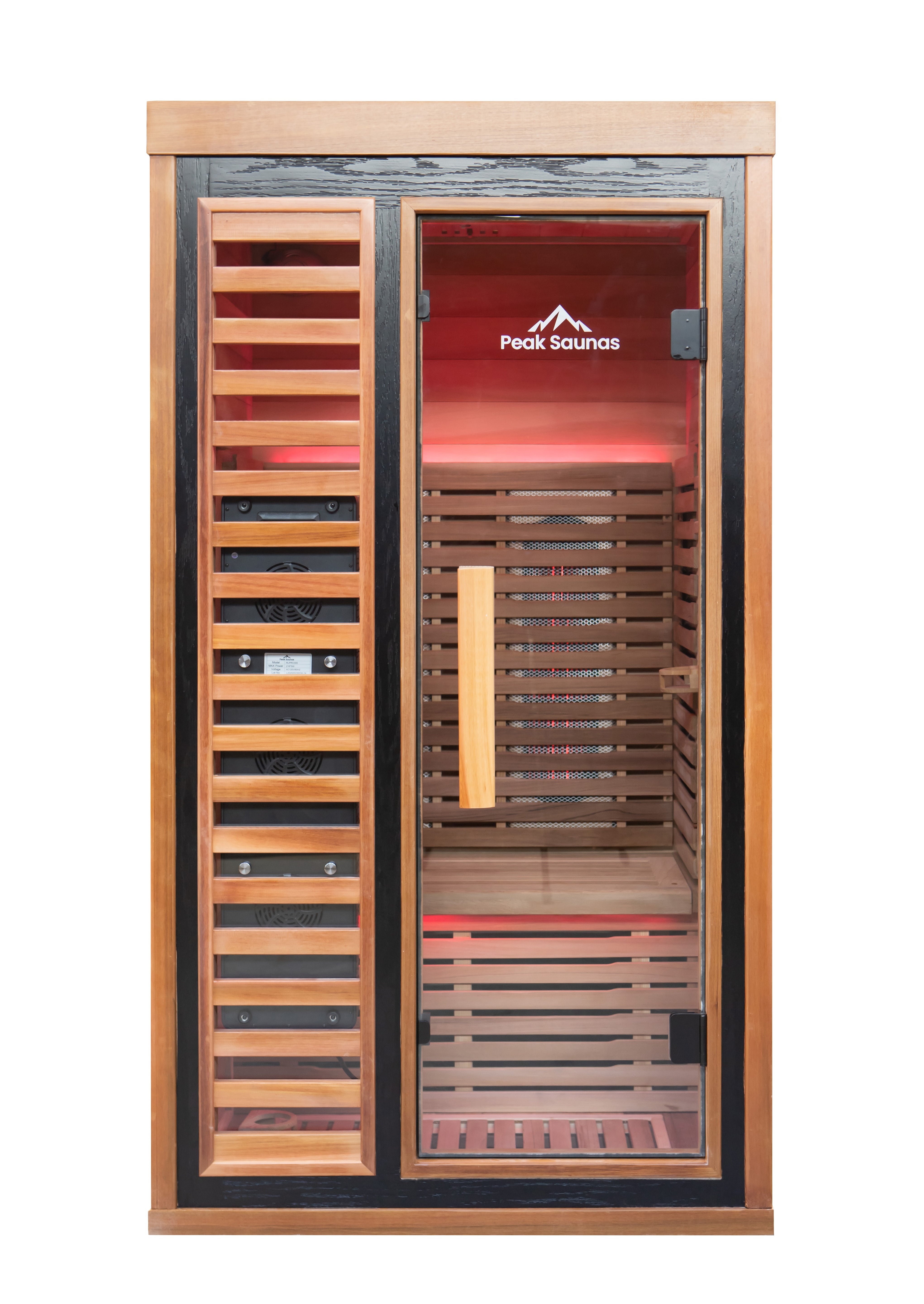 Peak Saunas Rainier 1-Person Full Spectrum Infrared Sauna with XL Medical-Grade Red Light Therapy & Smart WiFi App Control