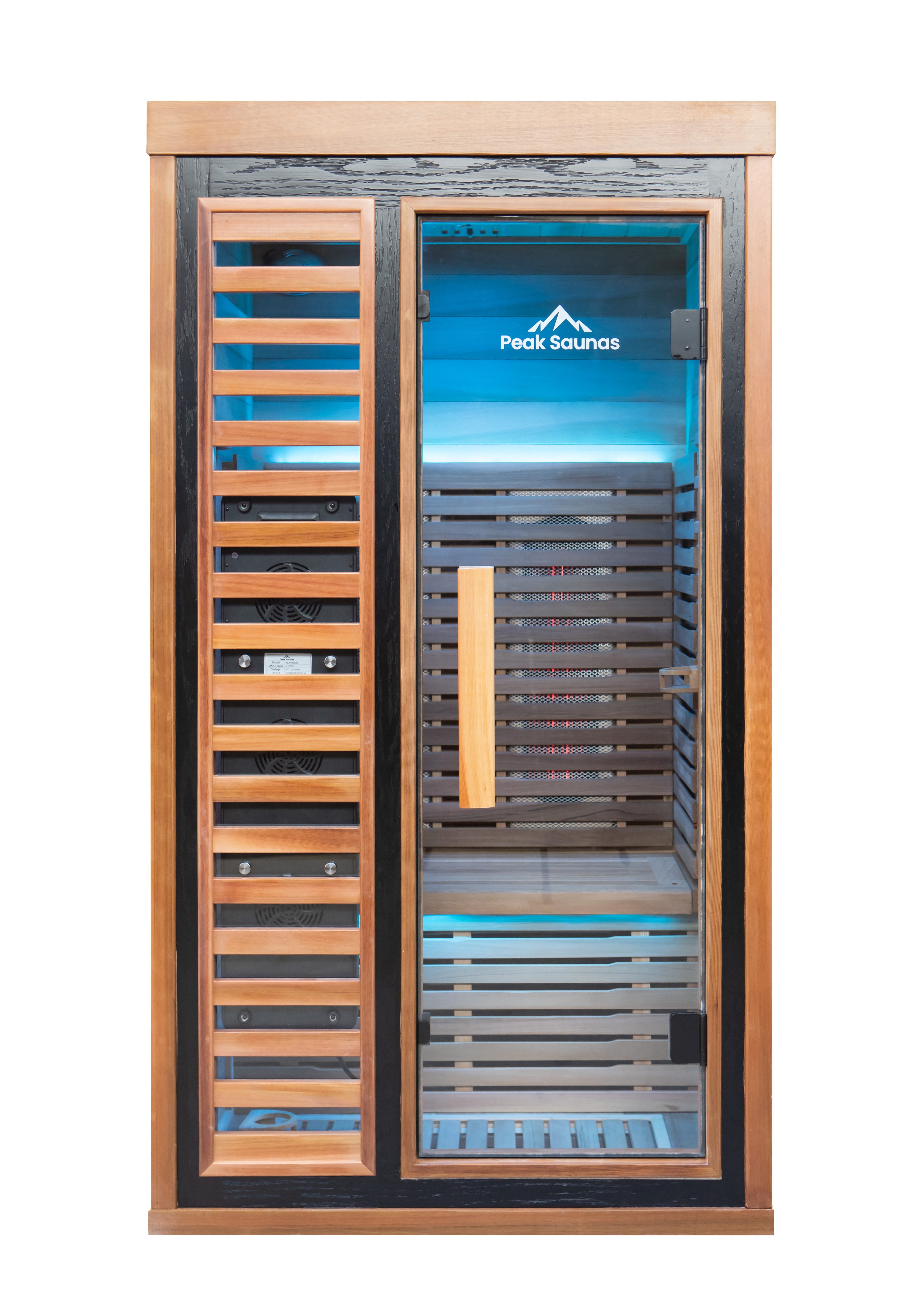 Peak Saunas Rainier 1-Person Full Spectrum Infrared Sauna with XL Medical-Grade Red Light Therapy & Smart WiFi App Control
