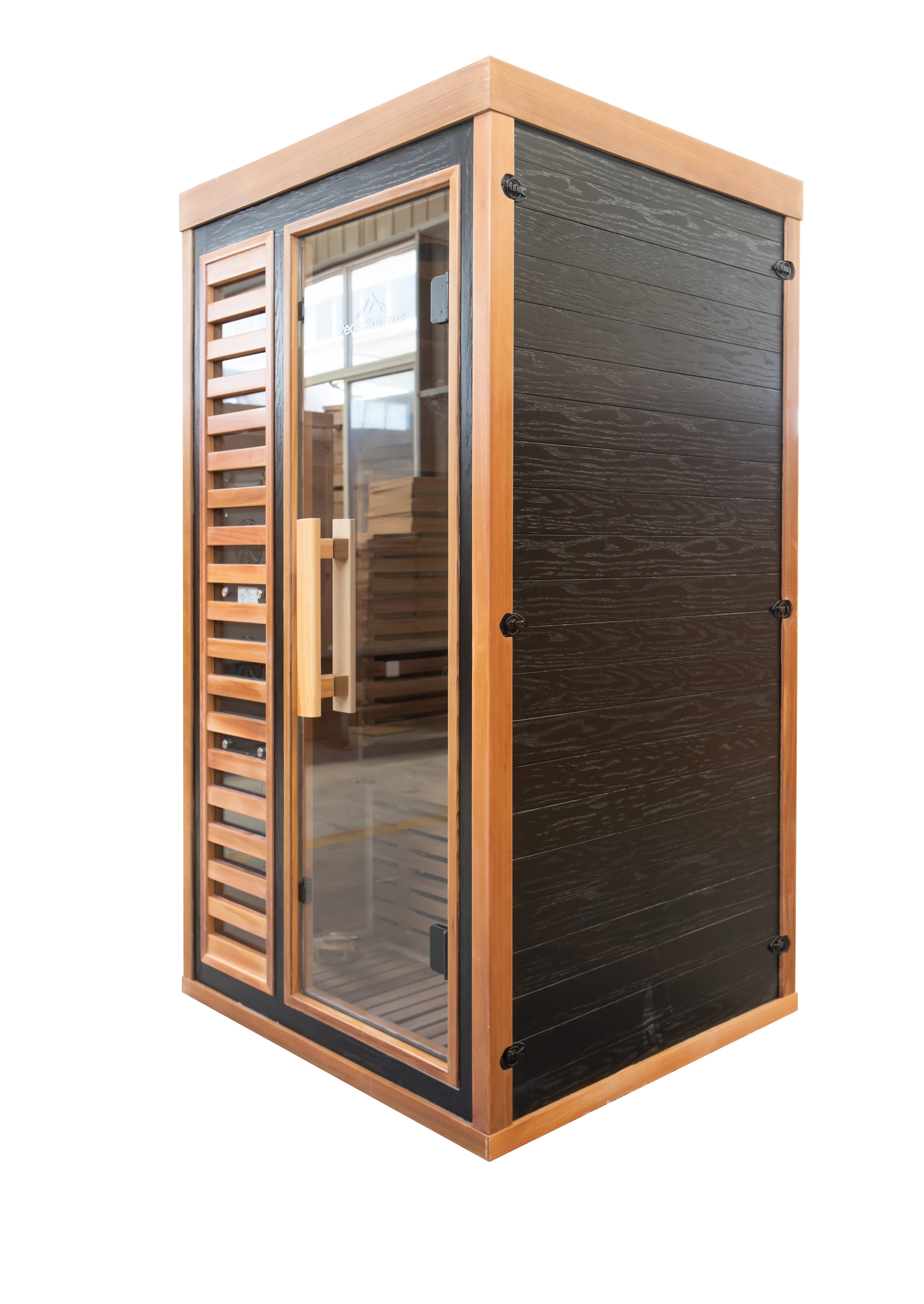 Peak Saunas Rainier 1-Person Full Spectrum Infrared Sauna with XL Medical-Grade Red Light Therapy & Smart WiFi App Control