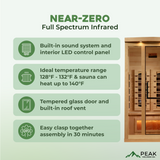 The New York 1-2 Person Luxury Near Zero EMF Indoor Full Spectrum Infrared Sauna