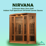 The Nirvana 3 Person Near Zero EMF Indoor Full Spectrum Infrared Corner Sauna