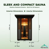 Peak Saunas Patagonia 2-Person Outdoor Full Spectrum Infrared Sauna with XL Medical-Grade Red Light Therapy and Smart WiFi App Control