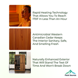 The Radiant 2 Person Indoor Full Spectrum Infrared Sauna with Medical Grade Red Light Therapy