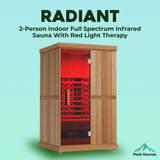 The Radiant 2 Person Indoor Full Spectrum Infrared Sauna with Medical Grade Red Light Therapy