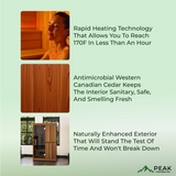 The Radiant 2 Person Indoor Full Spectrum Infrared Sauna with Medical Grade Red Light Therapy