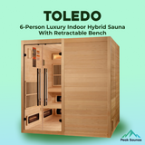 The Toledo 6 Person Luxury Indoor Hybrid Sauna with Retractable Bench