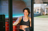 Karri Legault using the El Capitan sauna