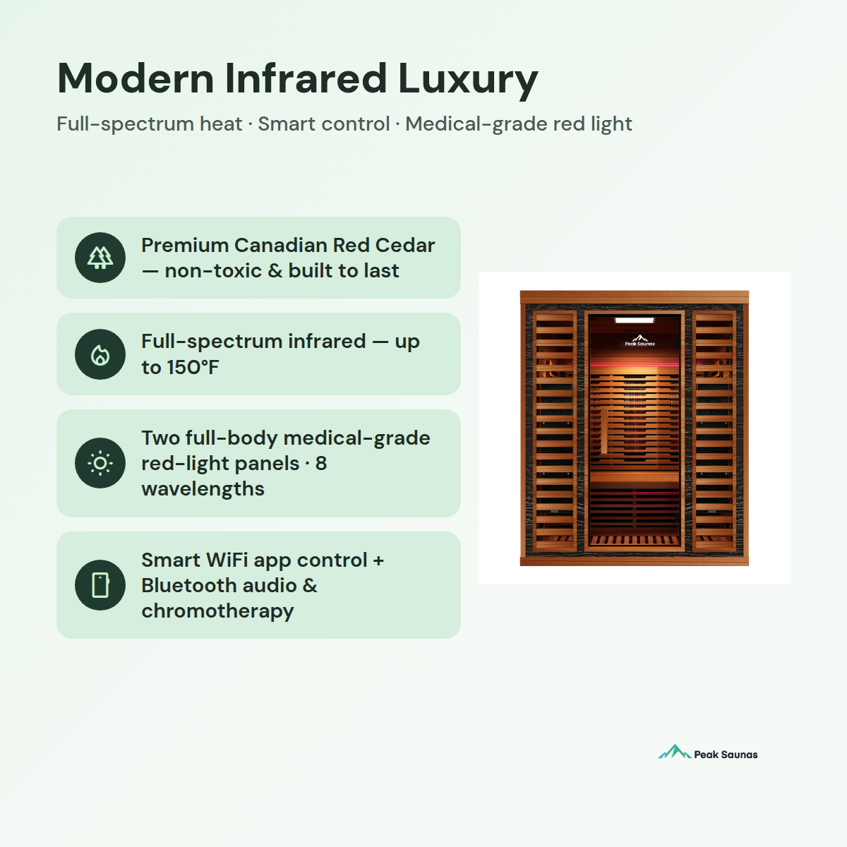 matterhorn Modern Infrared Luxury features