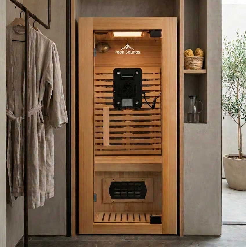 (NEW) Mini 1-Person Full Spectrum Infrared Sauna with Full-Body Medical-Grade Red Light Therapy & Smart WiFi App Control