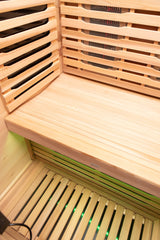 Peak Rainier sauna: Cedar seat and footwell