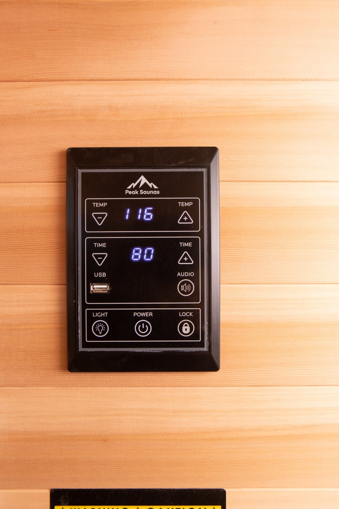 Peak Rainier sauna: Interior control panel