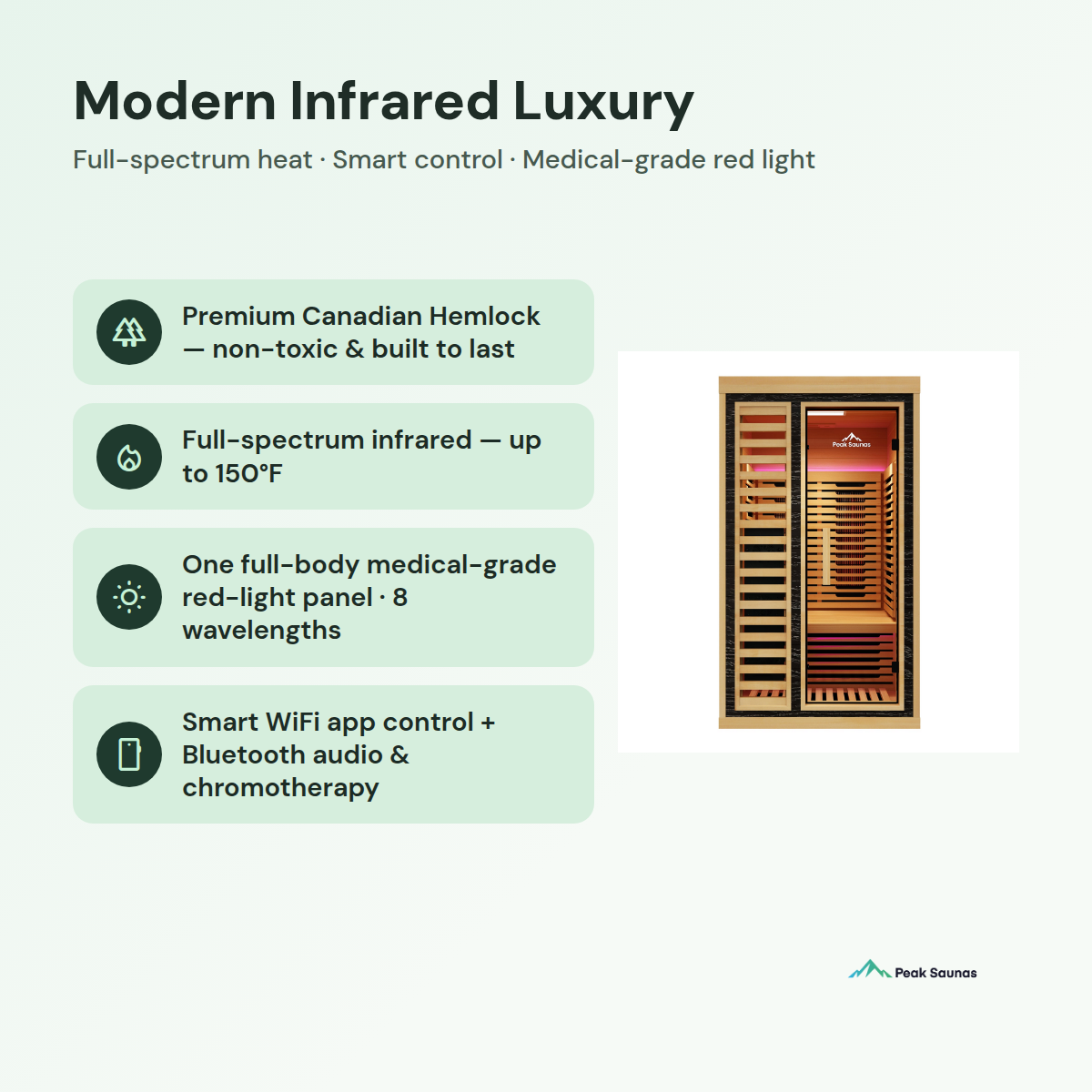 shasta Modern Infrared Luxury features