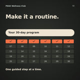 PEAK Wellness Club 30-day program tracker